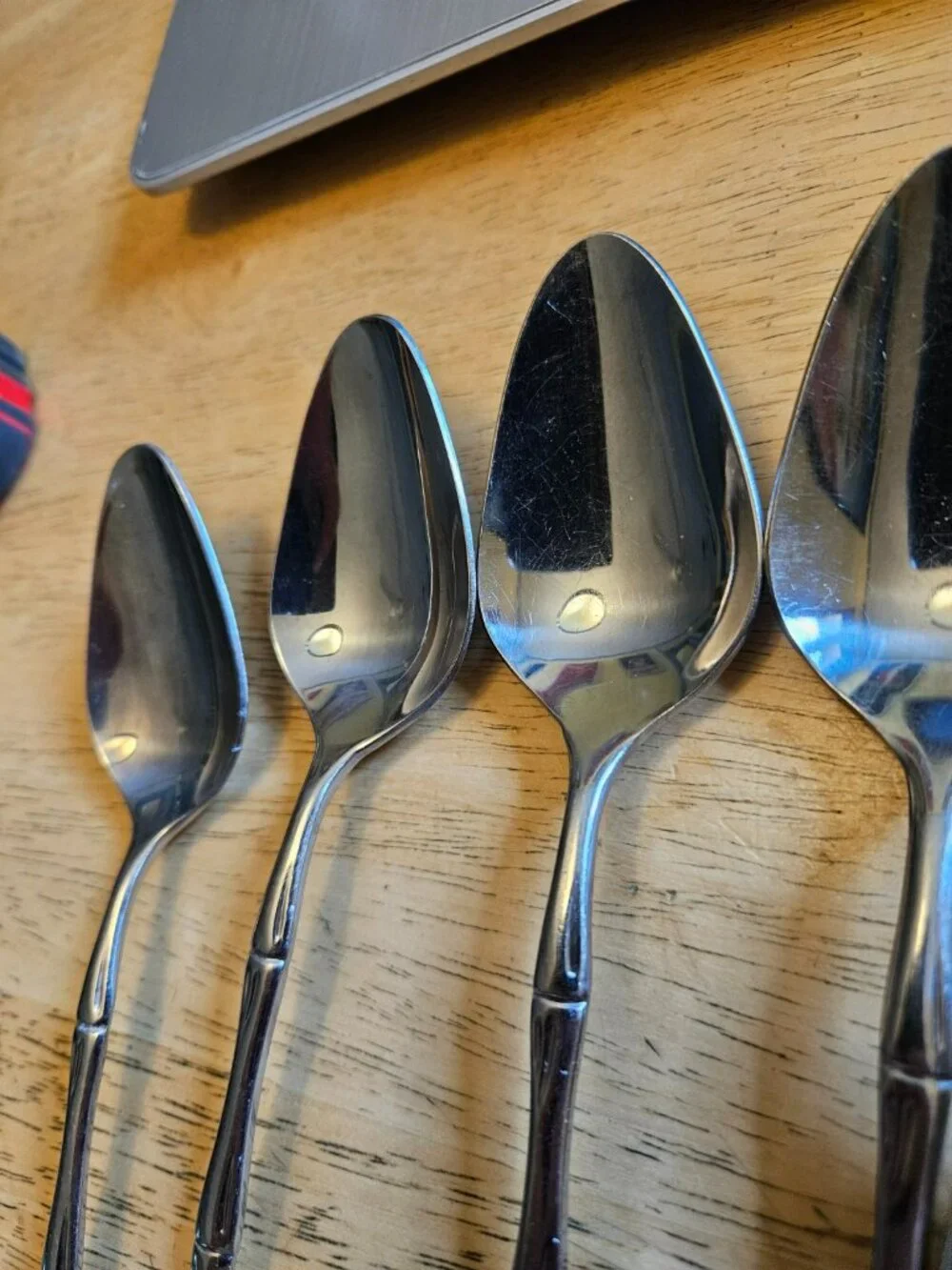 Lot 12 Bamboo Pattern Oval Soup Spoons Stainless Korea 7.5